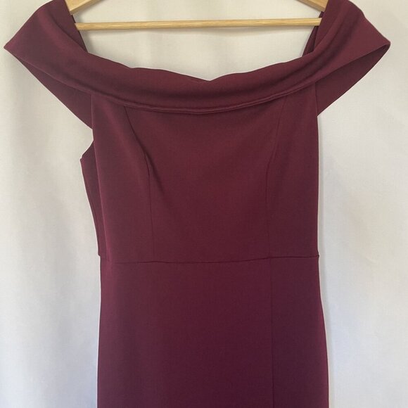 Lulus Burgundy Off-The-Shoulder Maxi Dress S Side Slit & Back Zipper Closure - Picture 2 of 7